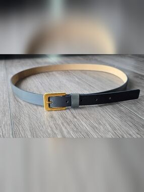 Hyde Collection Ombre Grey Black Belt Gold Buckle Skinny 3/4" Wide M Y2K Minimal
